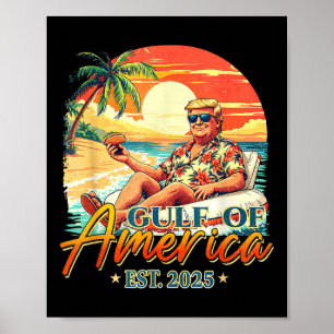 Póster Bandera Estadounidense 2025 Del Golfo Retro De Est