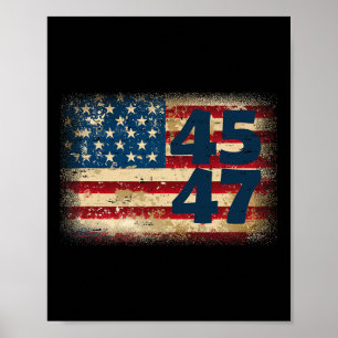 Póster Bandera estadounidense 45 47 Donald Trump 2024