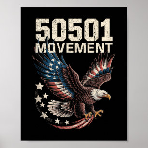 Póster Bandera Estadounidense 50501 En Águila De Vuelo Co