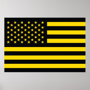 Póster Bandera estadounidense amarillo negro