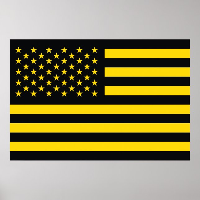 Póster Bandera estadounidense amarillo negro (Frente)