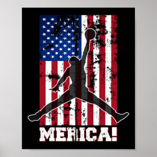 Póster Bandera Estadounidense Bysketbyll Usa Flag 4 De Ju