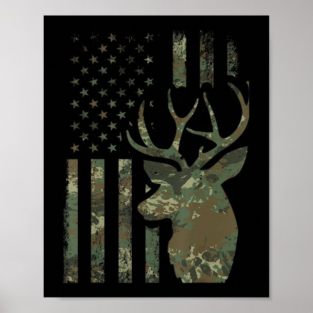 Póster Bandera estadounidense camo regalo de caza de gall (Frente)