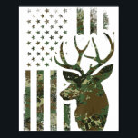 Póster Bandera estadounidense camo regalo de caza de gall<br><div class="desc">Bandera americana de Camo Regalo de caza de gallos para los hombres de la caza de ciervos.</div>