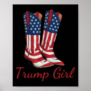 Póster Bandera estadounidense chica Voto contra Trump Chi