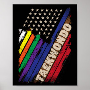 Póster Bandera estadounidense Colores de cinturón negro b