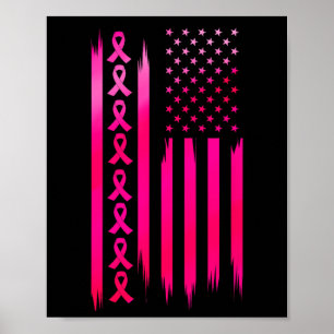Póster Bandera estadounidense contra el cáncer de mama -