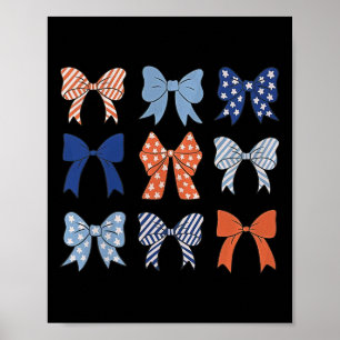 Póster Bandera Estadounidense Coquette Bow Y Cinta Bander