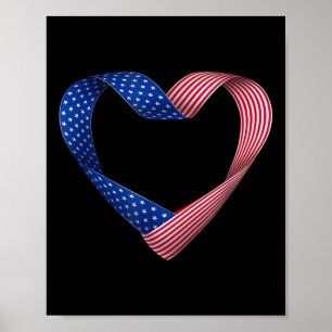Póster Bandera Estadounidense Corazón Fuerzas Armadas Pat