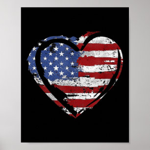 Póster Bandera Estadounidense Corazón Fuerzas Armadas Pat