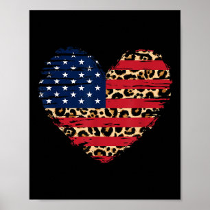 Póster Bandera Estadounidense Corazón Fuerzas Armadas Pat