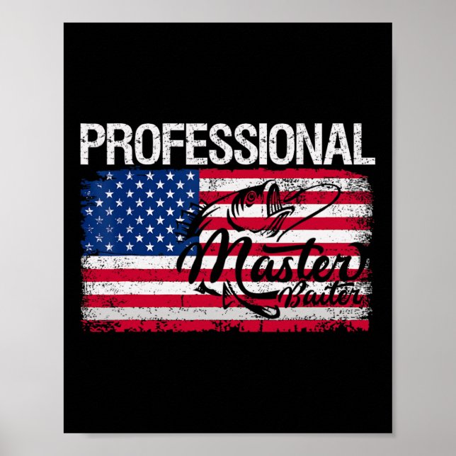 Póster Bandera estadounidense curiosa Pesca Carnaval prof (Frente)
