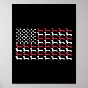 Póster Bandera estadounidense Dachshund Perro patriótico