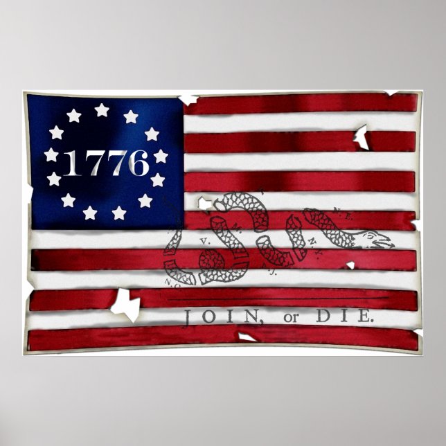 Póster Bandera estadounidense de 1776 (Frente)