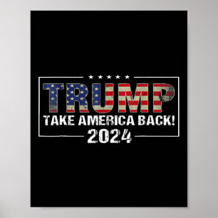 Póster Bandera estadounidense de apoyo Trump 2024 Hombres