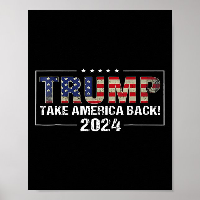 Póster Bandera estadounidense de apoyo Trump 2024 Hombres (Frente)