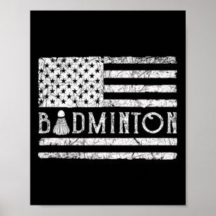 Póster Bandera Estadounidense de Badminton organiza graci