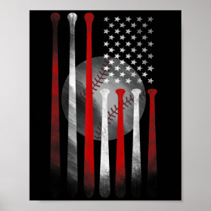 Póster Bandera estadounidense de béisbol vintage Dad Mom