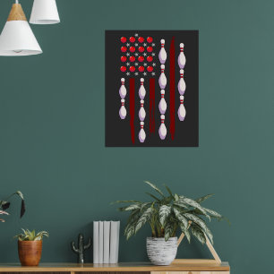 Póster Bandera estadounidense de bolos