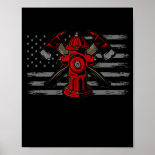 Póster Bandera estadounidense de bomberos