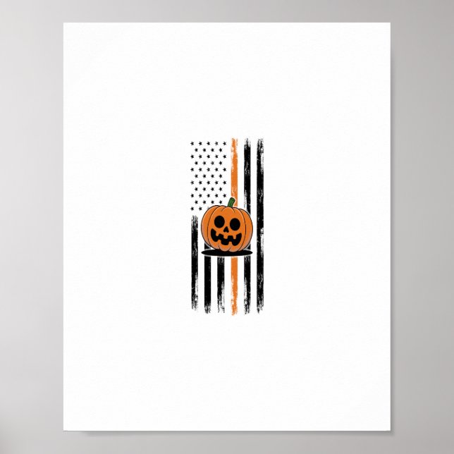 Póster Bandera estadounidense de cabeza de calabaza (Frente)