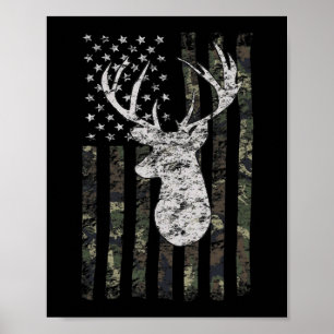 Póster Bandera estadounidense de Camo de Caza de Deer