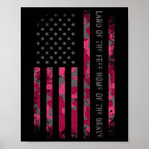 Póster Bandera estadounidense de camuflaje rosa camuflaje