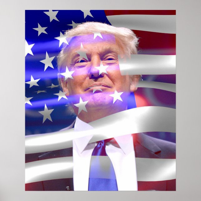 Póster Bandera estadounidense de Donald Trump (Frente)