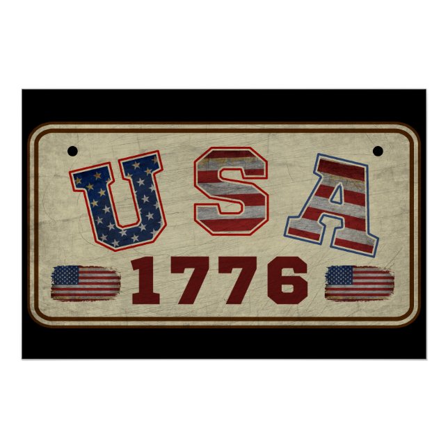Póster Bandera estadounidense de época USA 1776 (Anverso)