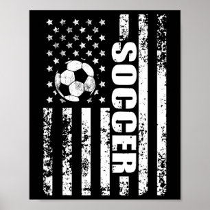 Póster Bandera estadounidense de fútbol Soccer Patriótico