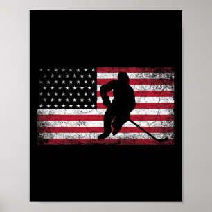 Póster Bandera estadounidense de hockey 4 de julio Patrió