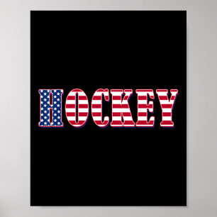 Póster Bandera estadounidense de hockey - Hockey