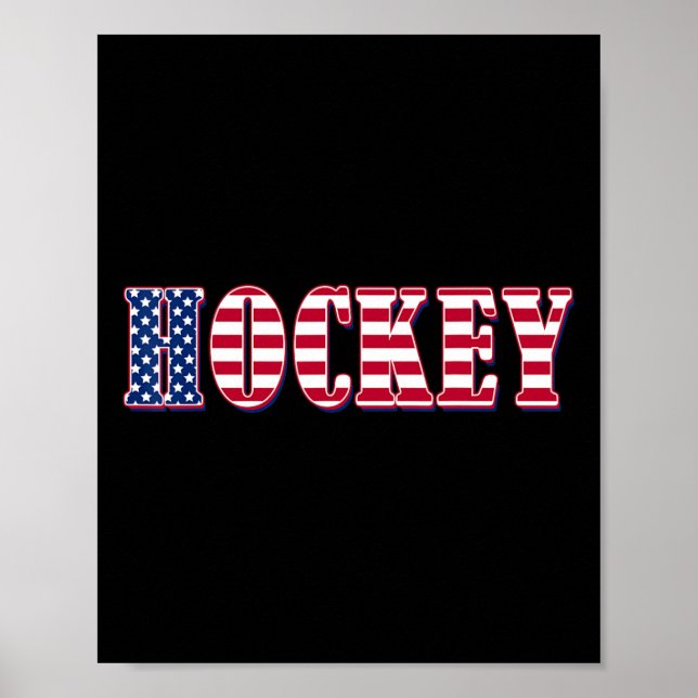 Póster Bandera estadounidense de hockey - Hockey (Frente)