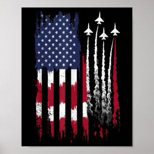 Póster Bandera estadounidense de la Fuerza Aérea Patrióti