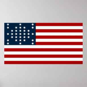 Póster Bandera estadounidense de la guerra civil de 33 es