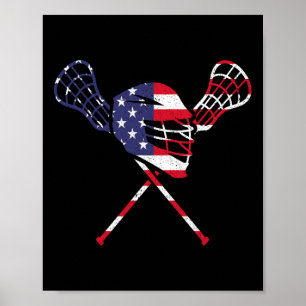 Póster Bandera estadounidense de Lacrosse