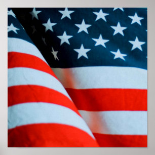 Póster Bandera estadounidense de los Estados Unidos Blanc