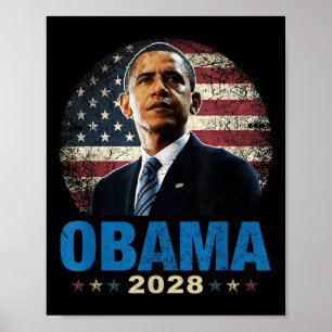 Póster Bandera estadounidense de Obama 2028 divertida