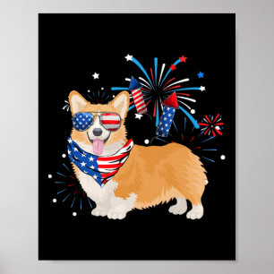 Póster Bandera Estadounidense De Perro 4 De Julio Amante