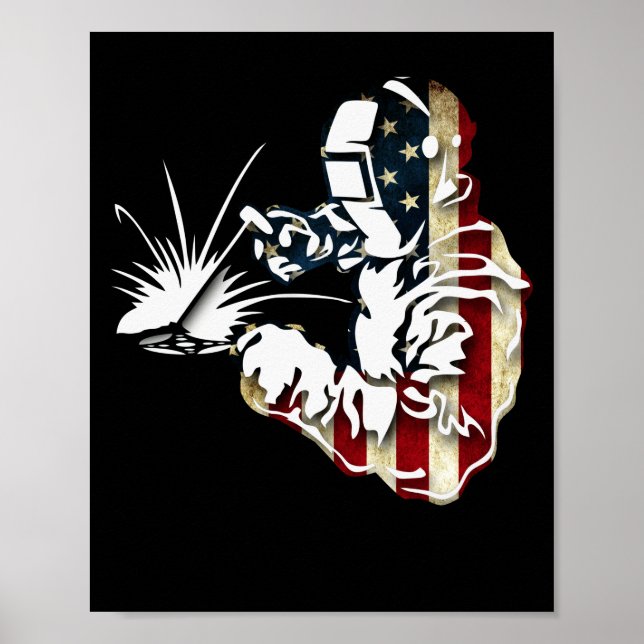 Póster Bandera estadounidense de soldadura Regalo de gale (Frente)