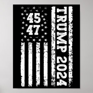 Póster Bandera estadounidense de Trump 2024