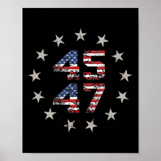 Póster Bandera estadounidense de Trump 2024 (atrás) 1 (Frente)