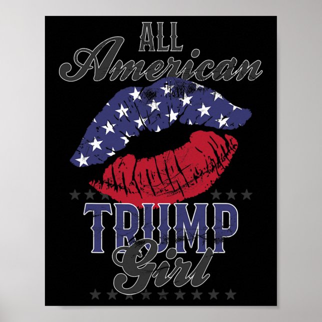 Póster Bandera Estadounidense De Trump Chica Voto Gop 202 (Frente)