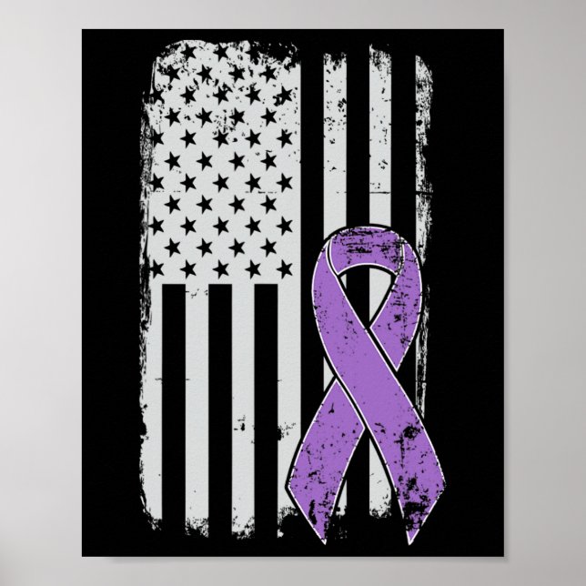 Póster Bandera estadounidense del cáncer de páncreas - Co (Frente)