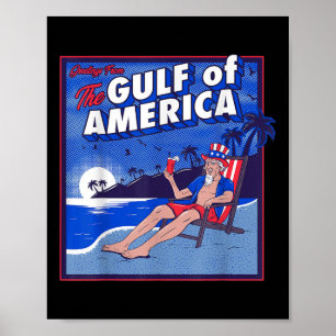 Póster Bandera Estadounidense Del Golfo Retro De Estados