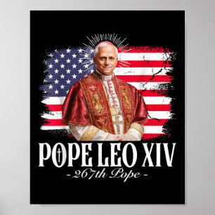 Póster Bandera estadounidense del Papa Leo Xiv Robert