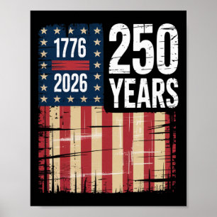 Póster Bandera estadounidense desgastada Aniversario 250