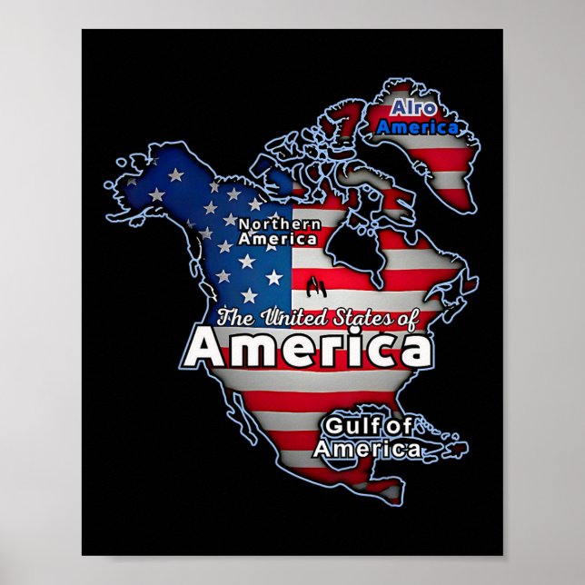 Póster Bandera estadounidense divertida Canadá Mapa del G (Frente)
