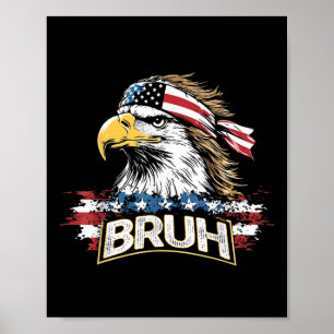 Póster Bandera Estadounidense divertida Usa Bald Eagle Br