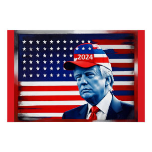 Póster Bandera estadounidense Donald Trump 2024